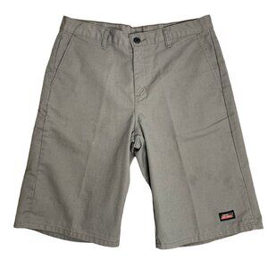 Dickies Loose Fit Work Shorts 32 Grey Flat Front Pockets 12in Belt Loops Button